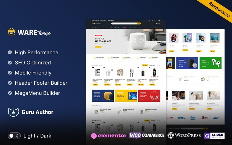 仓库 - 大型商店多用途 Elementor WooCommerce 商店