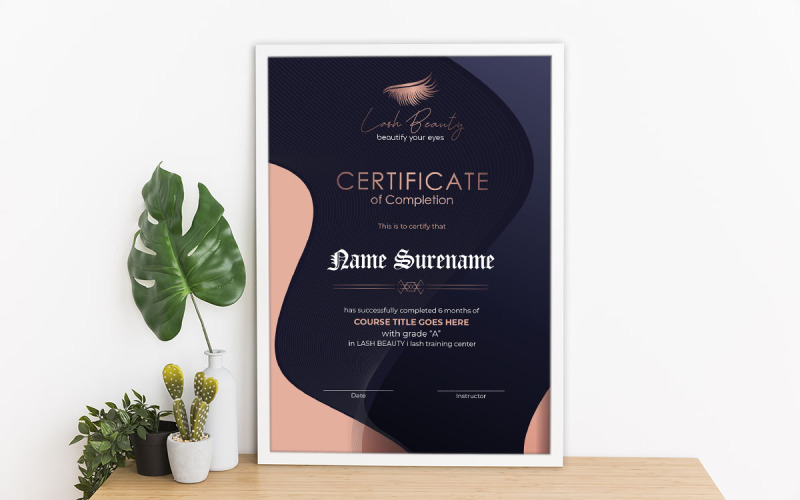 Certificado de treinamento de cílios