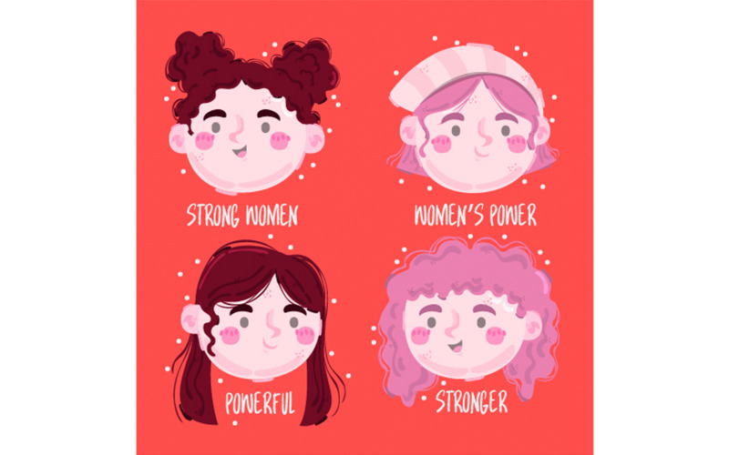 Illustration d'insignes de tête de femmes