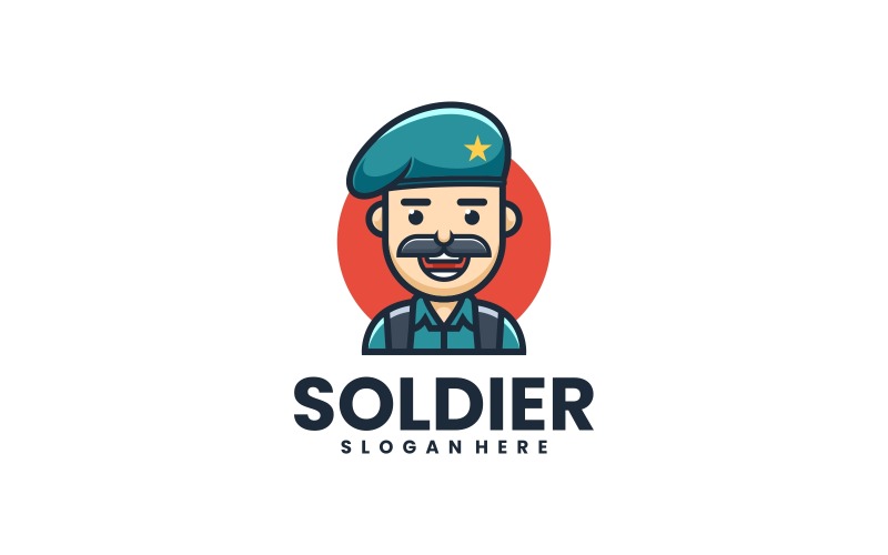 Logotipo de dibujos animados de la mascota del soldado