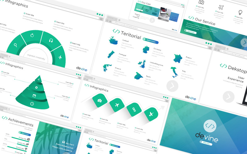 Modelo de Powerpoint Criativo Devine - TemplateMonster