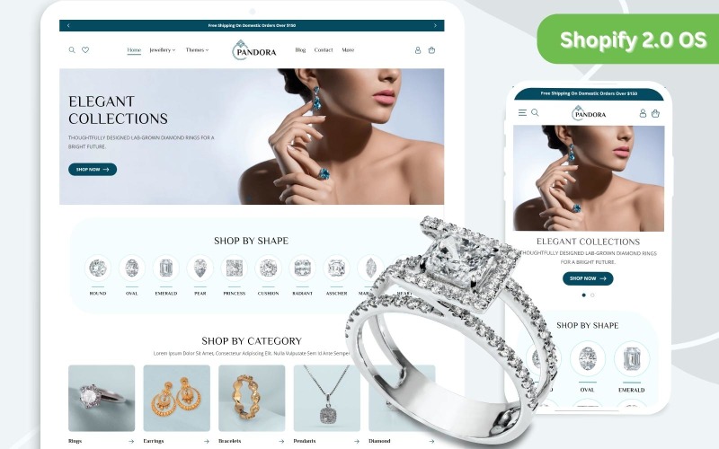 Pandora - Sieraden Shopify-thema | Minimalistisch en schoon Shopify-sieradenthema | Shopify OS 2.0