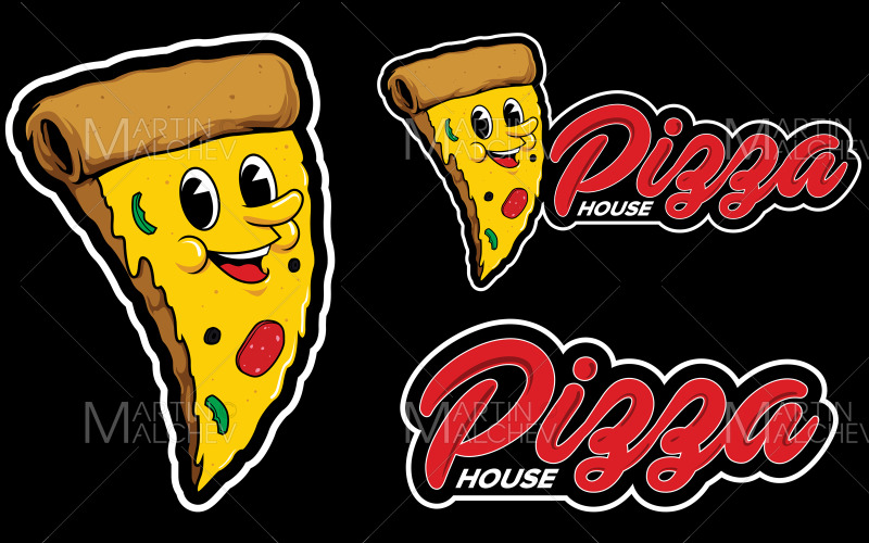Pizza House Mascot Vector Illustration TemplateMonster