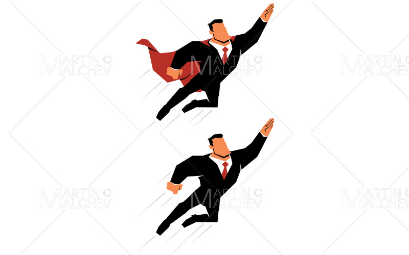 Super biznesmen leci na biały ilustracja wektorowa