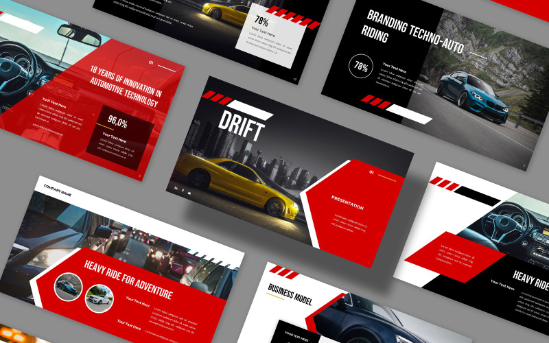 DRIFT - 汽车零部件商务汽车公司演示文稿主题模板