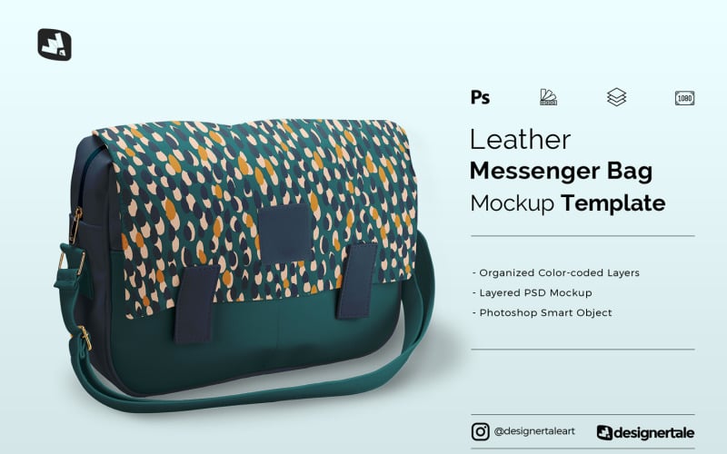 Läder Messenger Bag Mockup