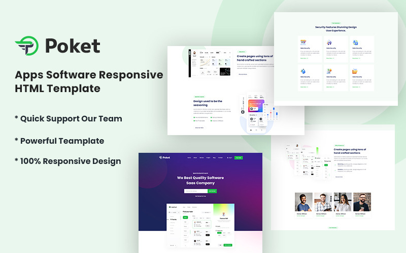 Poket - Modèle de site Web réactif pour les logiciels d'applications