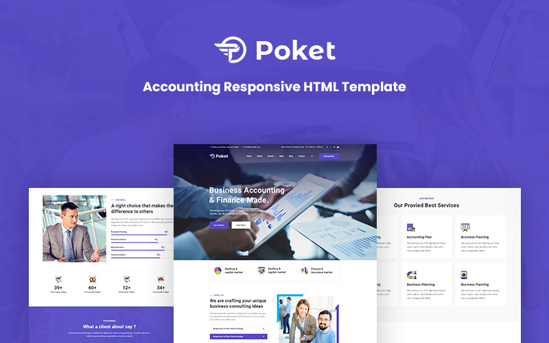 Poket – redovisningsresponsiv webbplatsmall