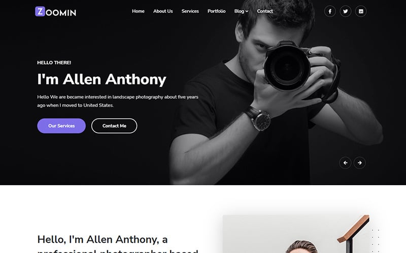 Zoomin - Modèle de site Web de portfolio de photographie