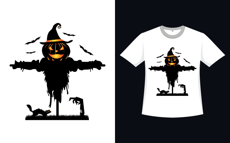 Conception de t-shirt d'épouvantail effrayant d'Halloween