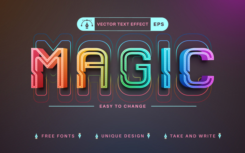 Dark Magic Unicorn - Efecto de texto editable, estilo de fuente ...