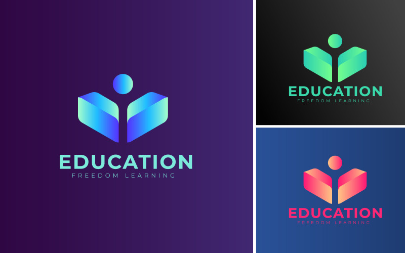 Design de logotipo de educação com cor gradiente. Logotipo de aprendizagem de estilo moderno. Conceito Para Livros Humanos.