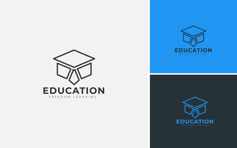 Design del logo di educazione intelligente minimo. Il concetto per i libri penna, linea arte vettoriale.