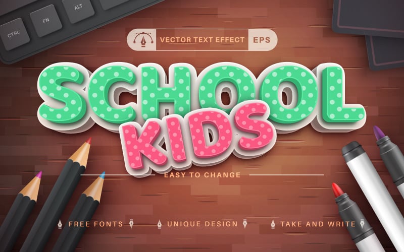 Kids School - Editable Text Effect, Font Style
