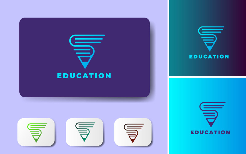 Minimalny projekt logo edukacji. Koncepcja książek, długopis, akademia. instytucja edukacyjna.