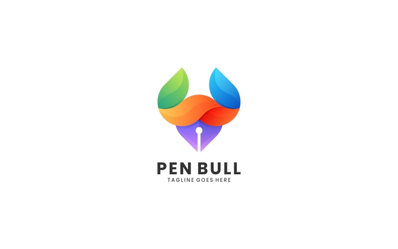 Pen Bull Gradient Colorful Logo #274454 - TemplateMonster