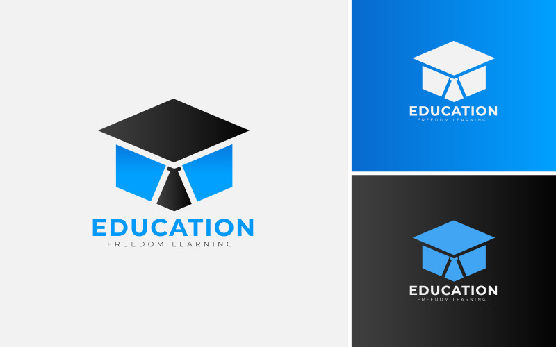 Smart Education-logo met stropdas Vector Design. Het concept voor hoed, heer, student.