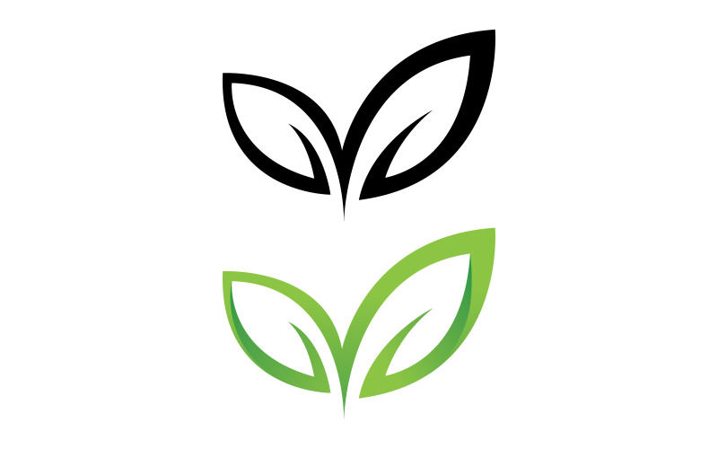 Modello di logo verde foglia natura. Illustrazione vettoriale. V2