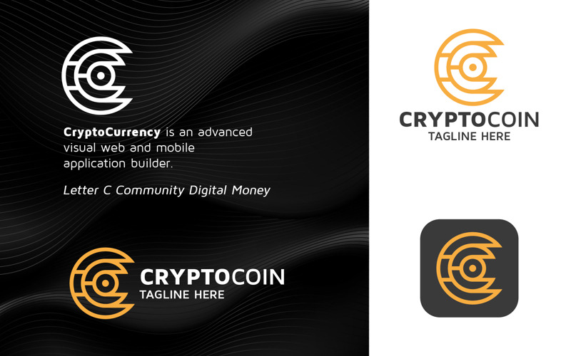Modelo de Logotipo de Letra C de Moeda Criptográfica Profissional