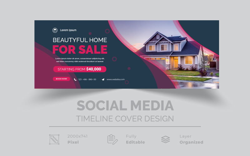 Immobilienhaus Instagram Pink Black Post oder Social Media Banner Vorlage