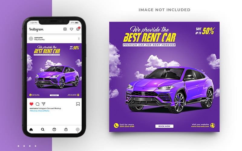 Car Rental Promo Social Media Post Banner Template Design