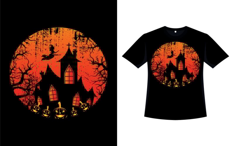 Halloween-T-Shirt-Design mit Grunge-Effekt