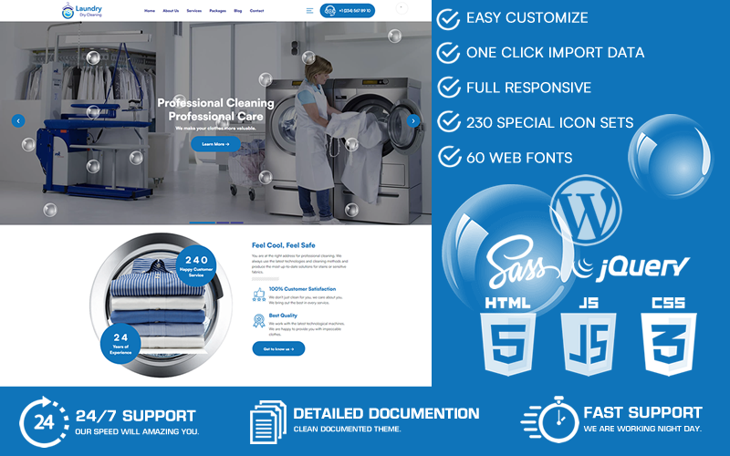 Pralnia — motyw WordPress z czyszczeniem chemicznym i czyszczeniem
