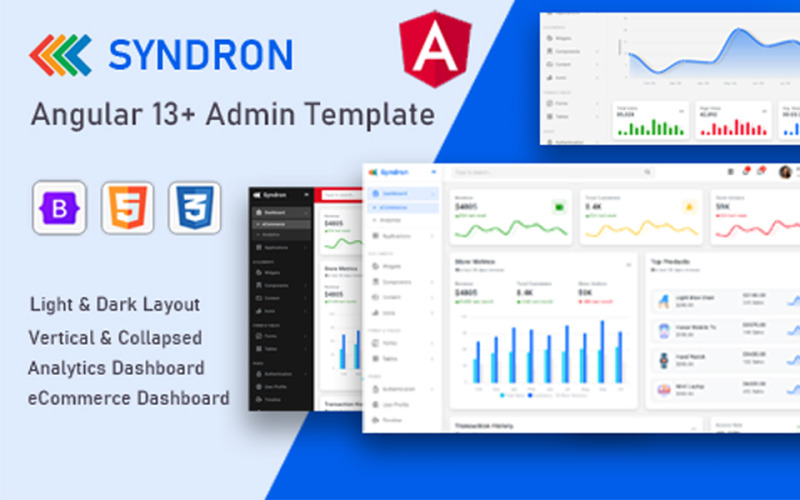 Syndron — шаблон администратора Angular 13+ Bootstrap 5