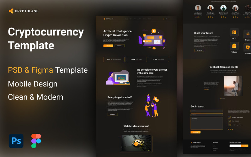 CryptoLand - Cryptocurrency PSD Şablonu