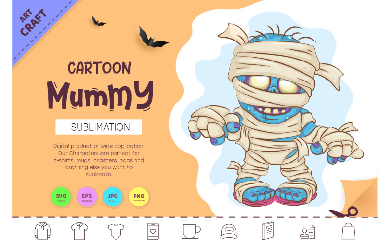 Cartoon mummie. Knutselen, sublimatie.