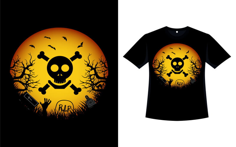 Halloween Scary Skull T-shirt Design
