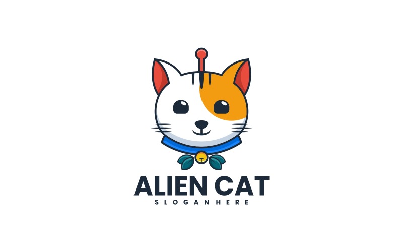 Logotipo de desenho animado de mascote de gato alienígena