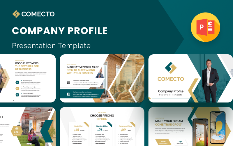 Comecto – PowerPoint-Präsentationsvorlage Für Das Firmenprofil