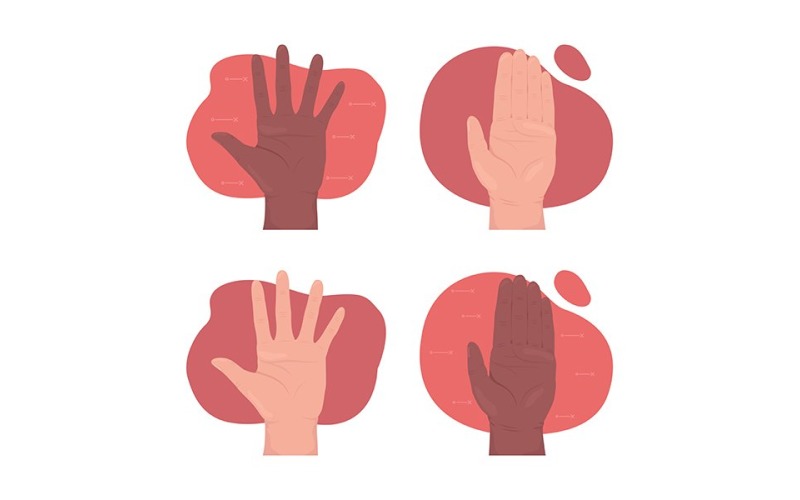 Palms 2D vector isolated illustration set