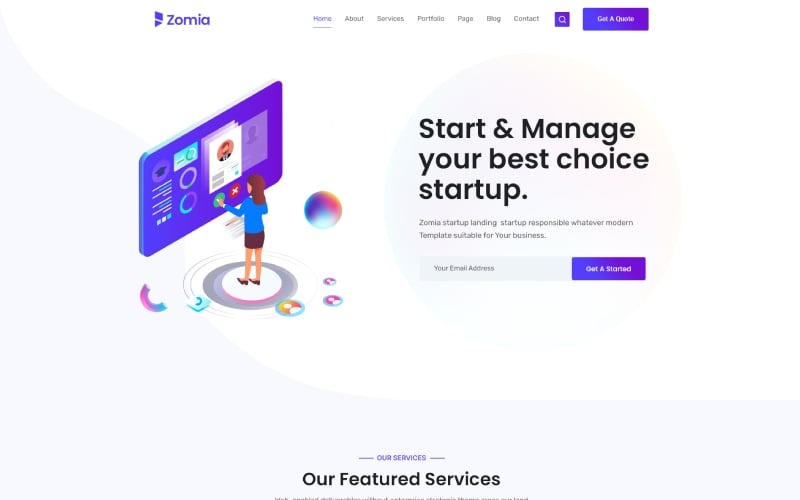 Šablona webových stránek Bootstrap HTML5 pro startup agenturu Zomia