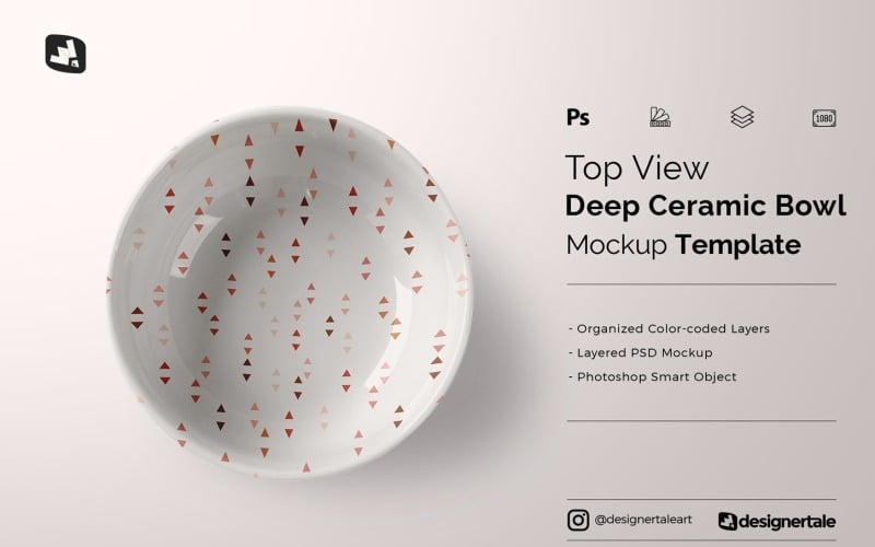 Top View Deep Ceramic Bowl Mockup