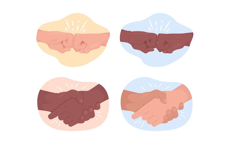 Vänlig interaktion 2D vektor isolerade illustration set