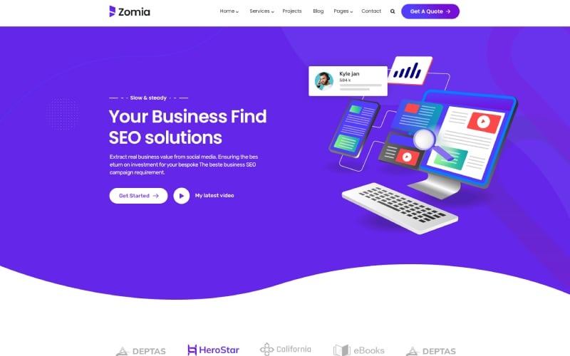Zomia SEO-marknadsföring Bootstrap HTML5-webbplatsmall