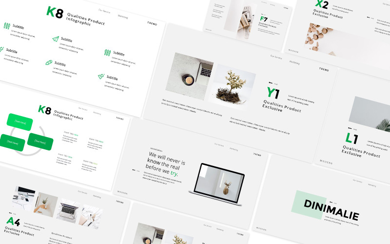 Modello moderno di Powerpoint di Dinimalie - TemplateMonster