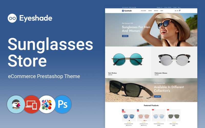 EyeShade - Glasögon PrestaShop-tema
