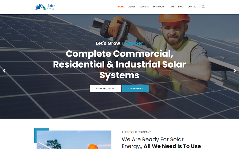 Modèle de site Web Html pour l'énergie éolienne solaire