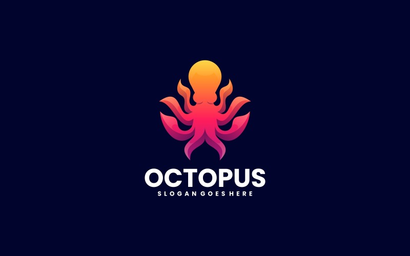 Modello di logo colorato sfumato di polpo