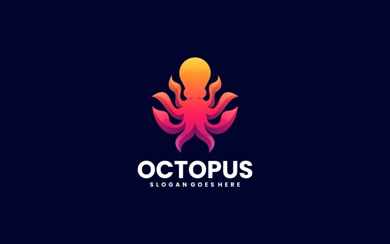 Ośmiornica Gradient Kolorowe Logo Szablon
