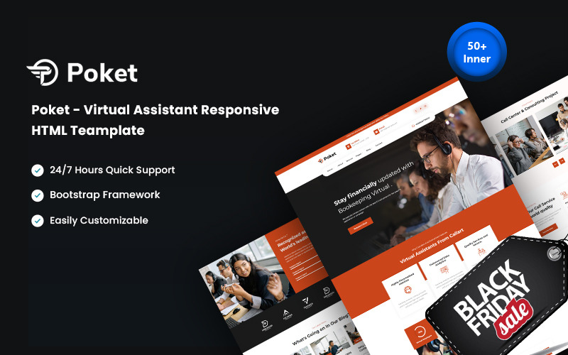 Poket - Modelo de site responsivo de assistente virtual