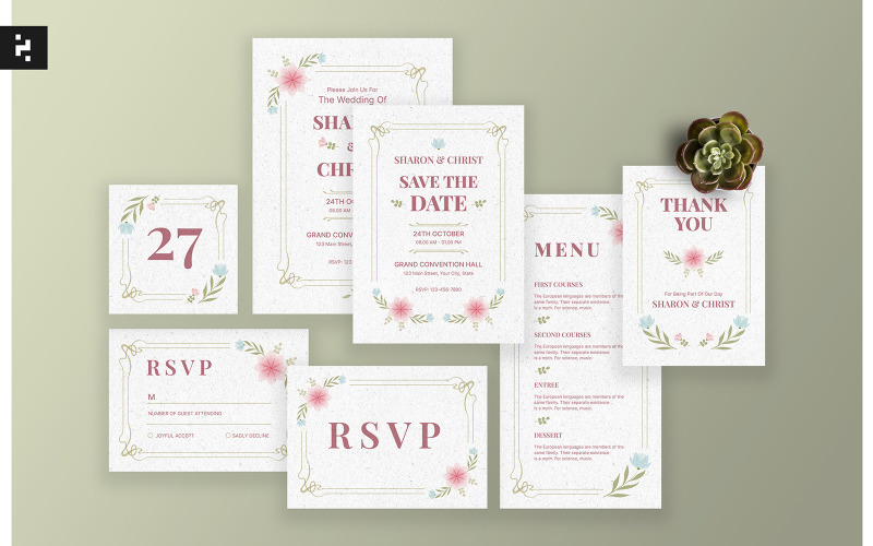 Floral Wedding Invitation Suite Template TemplateMonster