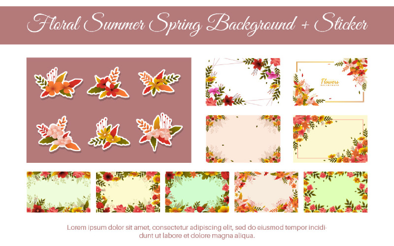 Fondo floral de primavera de verano + pegatina