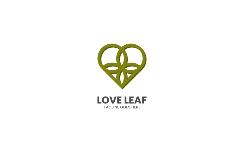 Liebe Blatt Strichzeichnung Logo-Stil