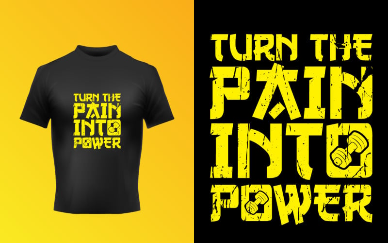 Modelo de vetor de t-shirt de tipografia criativa transformar a dor em poder