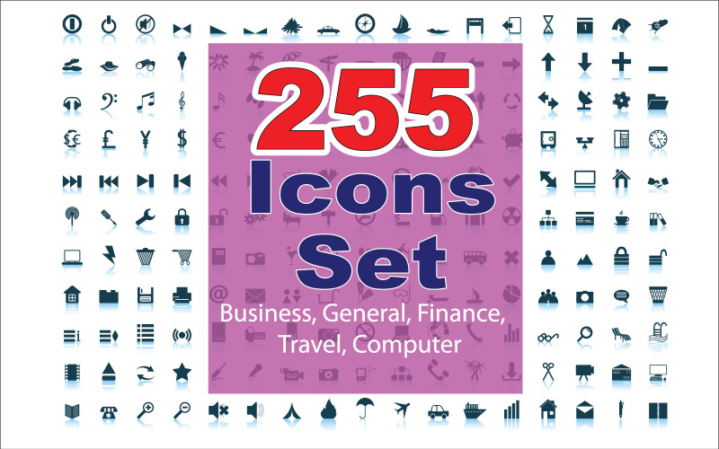 255 Coleção de Conjuntos de Ícones | EPS, AI | Negócios, Finanças, Geral e muito mais