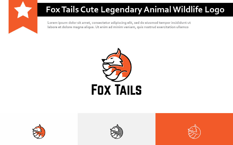 Fox Tails Słodkie legendarne logo zwierząt dzikich zwierząt